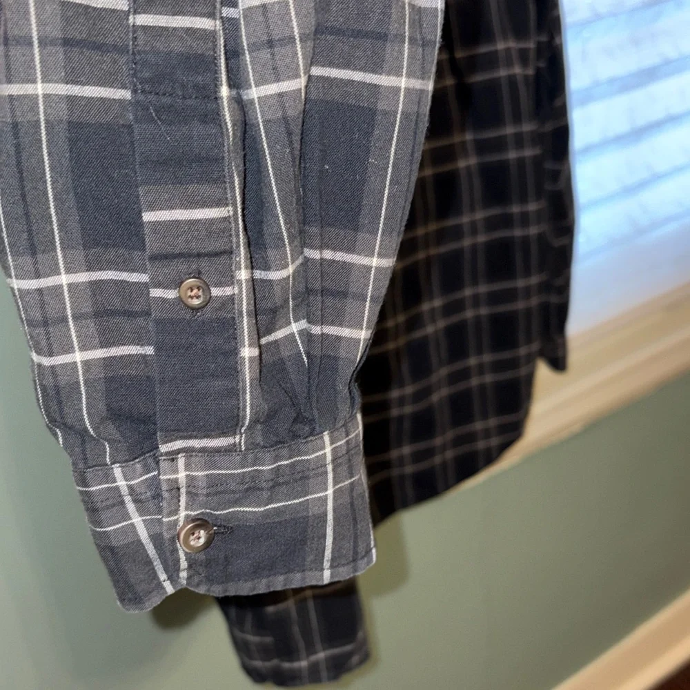 Eddie Bauer Plaid Button Down Shirt Men’s XL Black White Flannel Casual - Picture 5 of 8